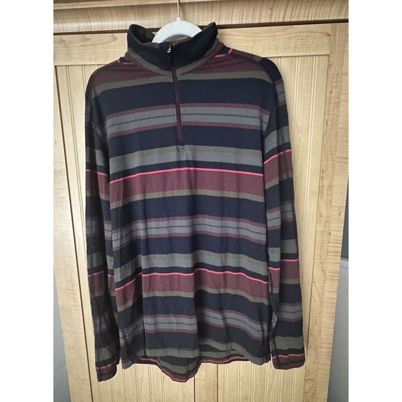 Lululemon Sweatshirt Mens Size XL Blue Multi Color Striped Quarter Zip Pull Over
